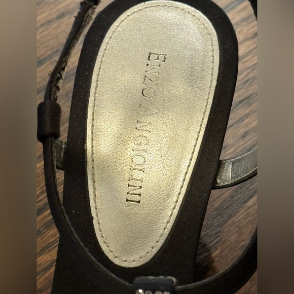 Enzo Angiolini Beautiful Black Open Toe Rhinestones Heels size 5. Pre owned - Picture 4 of 5